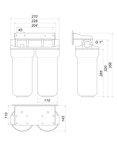 Система 2-х ступеневого очищення Optima OP-02, 1″