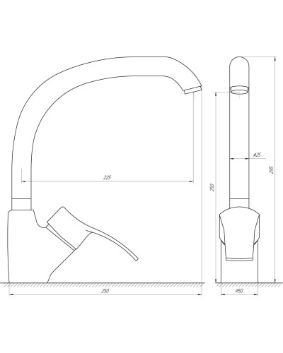 Змішувач для кухні Globus Lux QUEENSLAND GLQU-0203S-BIG-4-COLORADO