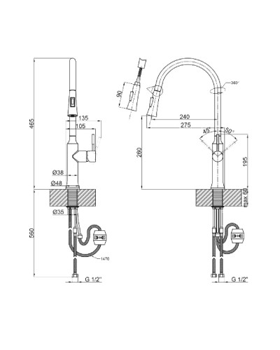 Змішувач для кухні Globus Lux ALPEN SBT1-2033-BB