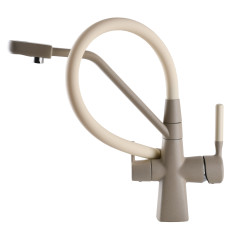 Змішувач для кухні під осмос Globus Lux GLLR-0700-L-04-06 гофрований на гайці латунь, Беж-Бежевий