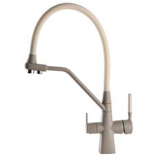 Змішувач для кухні під осмос Globus Lux GLLR-0700-L-04-06 гофрований на гайці латунь, Беж-Бежевий