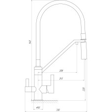 Змішувач для кухні під осмос TOPAZ SARDINIA TS 8812-H24-PVD-S