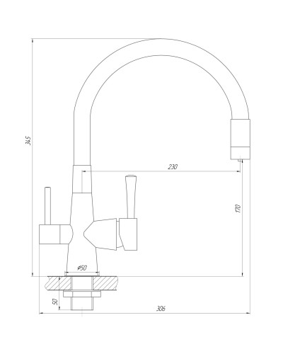 Змішувач для кухні під осмос Globus Lux LAZER GLLR-0903-8-STSTEEL