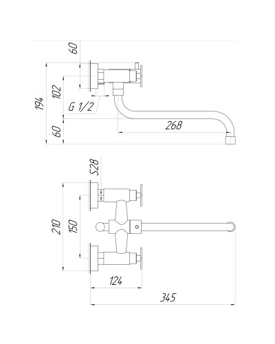 Змішувач для ванни Globus Lux DUKAT SD4-208L