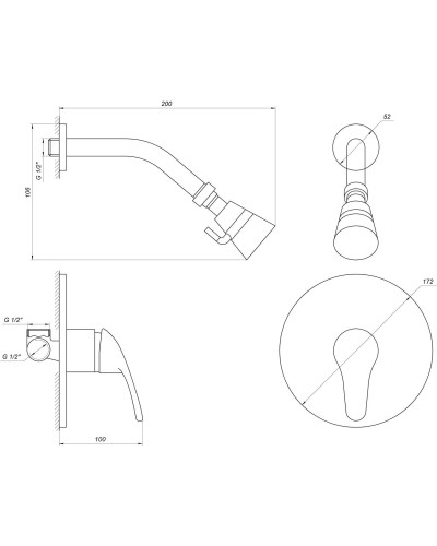 Змішувач для душу Globus Lux SOLLY GLSO-0105S