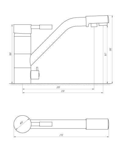 Змішувач для кухні під осмос Globus Lux LAZER GLLR-0555-8-STSTEEL