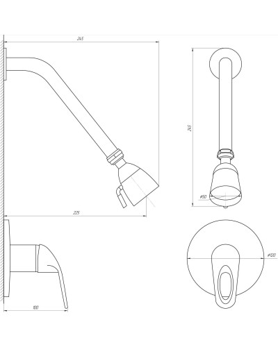 Змішувач для душу Globus Lux SENA GLS-0105S