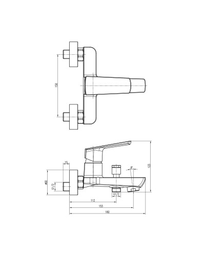 Змішувач для ванни TOPAZ LEXI TL 21101-H57-W