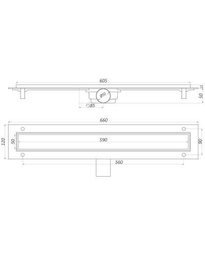 Трап лінійний душовий TILLO TM009-60C 60см