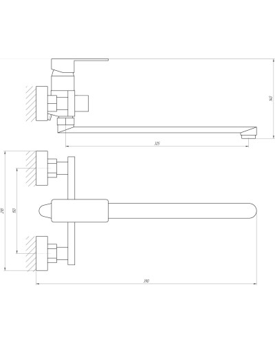 Змішувач для ванної Globus Lux Milano GLM-208N-11-Graphite