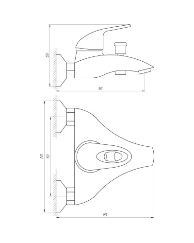 Змішувач для ванни Globus Lux Smart GLSM-0102