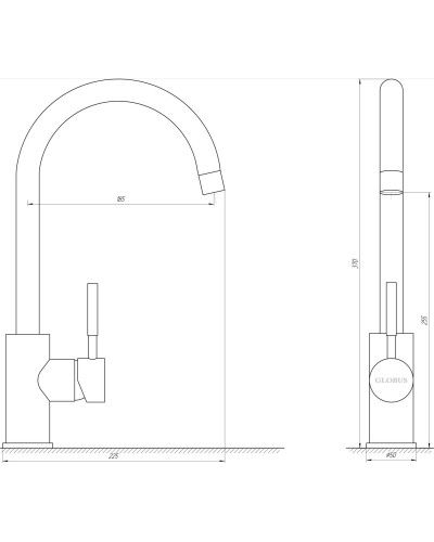 Змішувач для кухні Globus Lux LAZER GLLR-0203S-BB