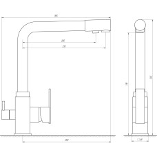 Змішувач для кухні під осмос Globus Lux LAZER GLLR-0100-6-MARONE