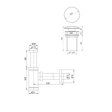 Сифон металевий з донним клапаном з переливом Globus Lux GS-32-105-03B