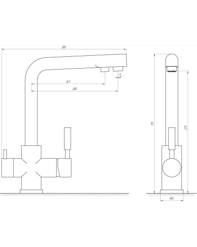 Змішувач для кухні під осмос Globus Lux LAZER GLLR-0888-8-StSTEEL