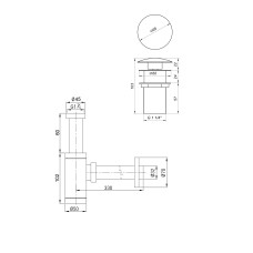 Сифон металевий з донним клапаном з переливом Globus Lux GS-32-105-03A