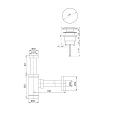 Сифон латунь з донним клапаном Globus Lux GSB-32-125-04A