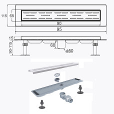 Трап лінійний душовий TILLO TM009-90 90см