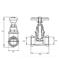 Кран ХВ вентильний прямий латунний 3/4″ВР х 3/4″ВР ливарний Б1112А VA