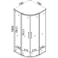 Душова кабіна BRAVO WISLA N80FS БЕЗ піддона (1уп.)