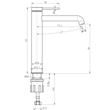 Змішувач для умивальника TOPAZ LOFT TLF 32203-H75-C