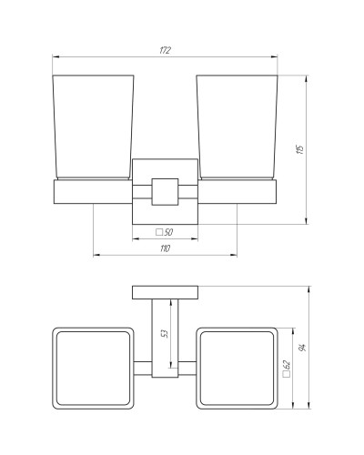 Стакан подвійний Globus Lux BQ9428 чорний матовий SUS304