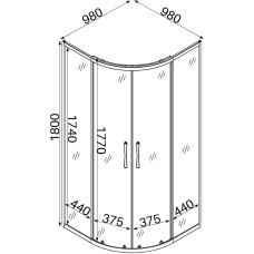 Душова кабіна BRAVO WISLA N100FS БЕЗ піддона (1уп.)