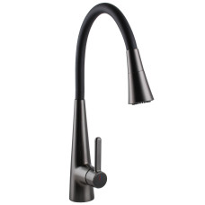 Змішувач для кухні Globus Lux LAZER Pro GLPR-203SM-GPлатунь Графіт,гофровилив Чорний з душ.насадкою