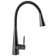 Змішувач для кухні Globus Lux LAZER Pro GLPR-203SM-GPлатунь Графіт,гофровилив Чорний з душ.насадкою