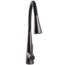 Змішувач для кухні Globus Lux LAZER Pro GLPR-203SM-GPлатунь Графіт,гофровилив Чорний з душ.насадкою