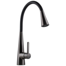 Змішувач для кухні Globus Lux LAZER Pro GLPR-203SM-GPлатунь Графіт,гофровилив Чорний з душ.насадкою