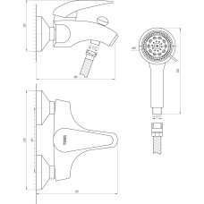Змішувач для ванни TRES STYL 143574 з душовим комплектом