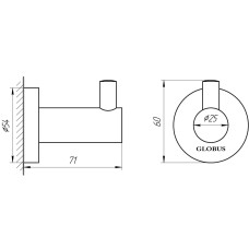 Гачок одинарний Globus Lux SS 8411 SUS304