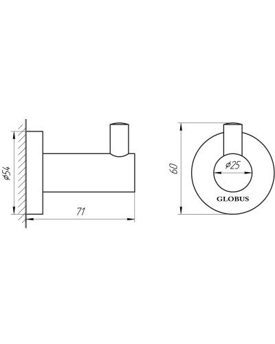 Гачок одинарний Globus Lux SS 8411 SUS304