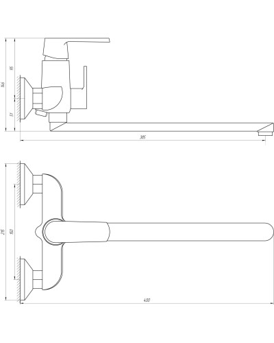 Змішувач для ванни Globus Lux Laguna GLA-0208