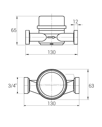 Лічильник гарячої води ECOSTAR DN20 3/4″ без штуцера L110 E-C 4,0