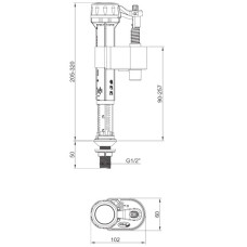 Арматура наполнительная Koer KT-0104-1/2" с нижним подключением и пластиковой резьбой 1/2" (KR5333)