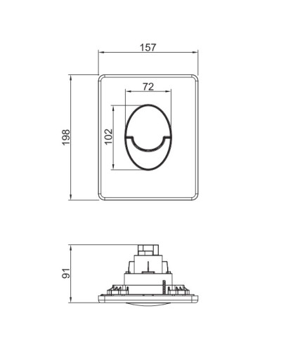Панель смыва пластиковая Koer KT-0606-01 157x198x3mm, закругленная кнопка (KR5342)