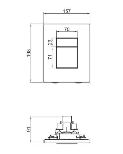 Панель смыва пластиковая Koer KT-0607-01 157x198x3mm, кнопка квадратная (KR5344)