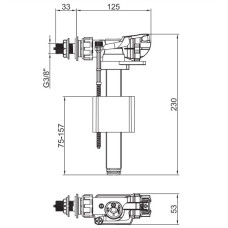 Арматура наполнительная Koer KT-0105-3/8" с боковым подключением и латунной резьбой 3/8" (KR5335)