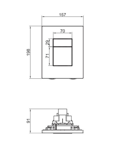 Панель смыва пластиковая Koer KT-0607-05 157x198x3mm, кнопка квадратная (KR5346)