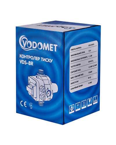 Контроллер давления Vodomet VDS-8R электронный для насоса до 1,1 кВт, 1", с кабелем и розеткой (VO4