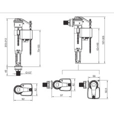 Комплект арматуры Koer KT-0301-1/2" (спускная 2-х + наполнительная с универс. подключением) (KR5058