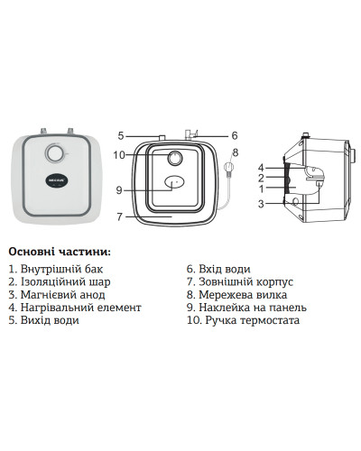 Водонагреватель "Под мойку" Mixxus EWH-0606 Small Under накопитель. 6 л, мокр.тен 1,5 kW (WH0006)