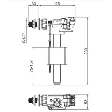 Арматура наполнительная Koer KT-0105-1/2" с боковым подключением и латунной резьбой 1/2" (KR5334)