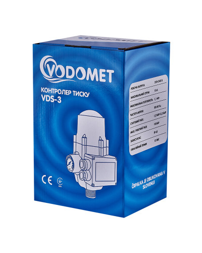 Контроллер давления Vodomet VDS-3 электронный для насоса до 1,1 кВт, угловой 1", с кабелем (VO4201)