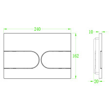 Панель смыва Koer KT-0604-07 240x160x10mm пластиковая, закругленная кнопка (KR5325)
