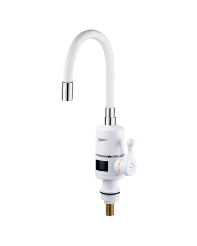 Проточный водонагреватель Zerix ELW06-EF-WHITE 3,3 kW с индикатором температуры, силиконовый излив,