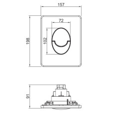 Панель смыва пластиковая Koer KT-0606-05 157x198x3mm, закругленная кнопка (KR5343)