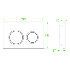 Панель смыва Koer KT-0605-03 220x140x12mm пластиковая, кнопка круглая (KR5316)